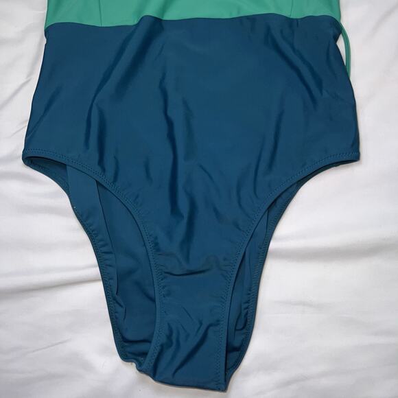 Summersalt THE SWAN DIVE Swimsuit Size 12 Great Teal Color block ONE PIECE NWT - Picture 4 of 14